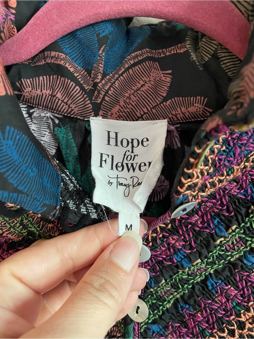 Hope for Flowers by Tracy Reese Floral Puff-Sleeve High Neck Blouse Size M - Picture 5 of 9
